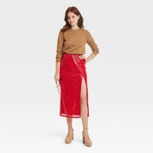 Target "A New Day" Red Sequin A-Line Midi Skirt - Size XS